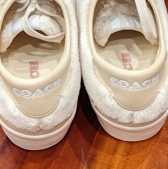 Coach City Sole Shearling Sneakers Natural Chalk Size 10 New in Box ❤️ - Picture 4 of 7